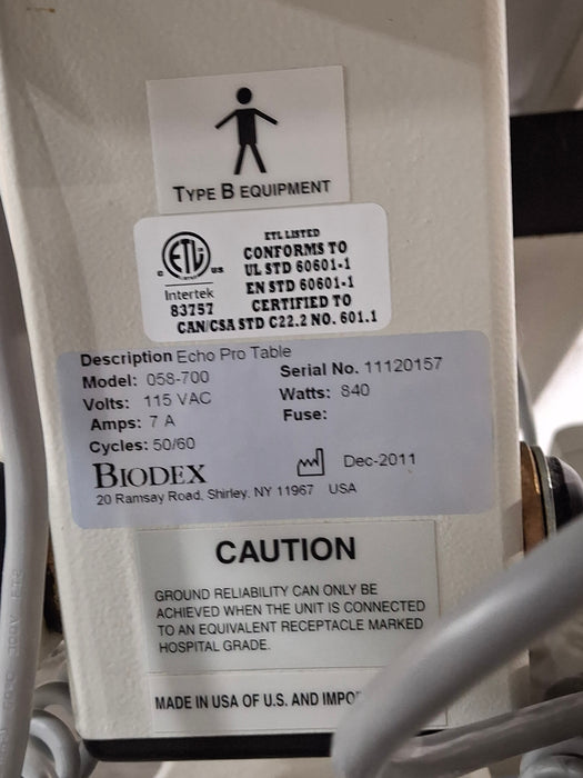 Biodex 058-700 Echo Pro Table