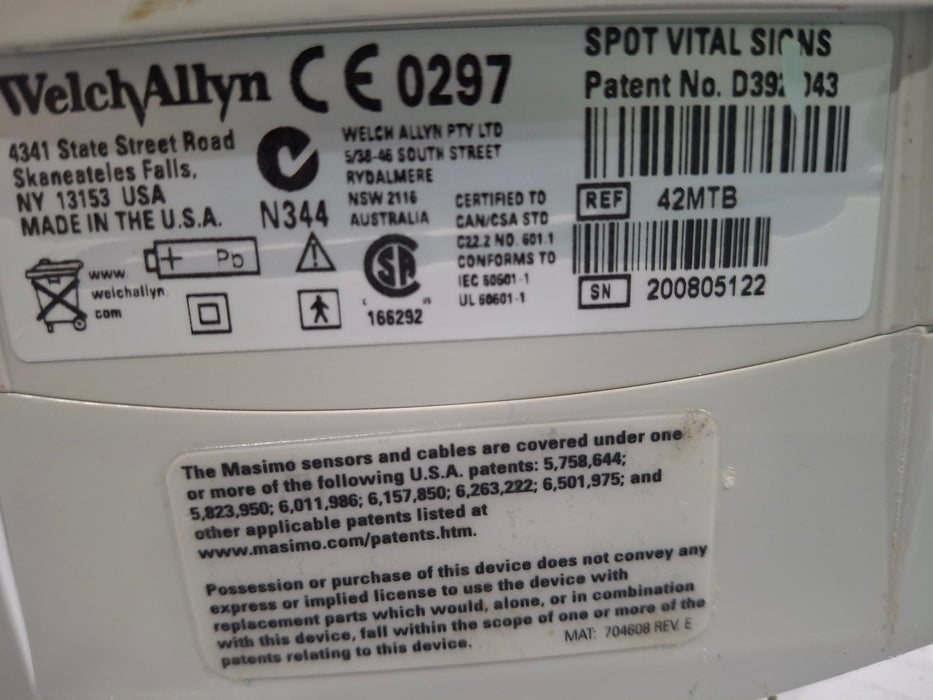 Welch Allyn Spot 420 - NIBP, Temp, Masimo SpO2 Vital Signs Monitor