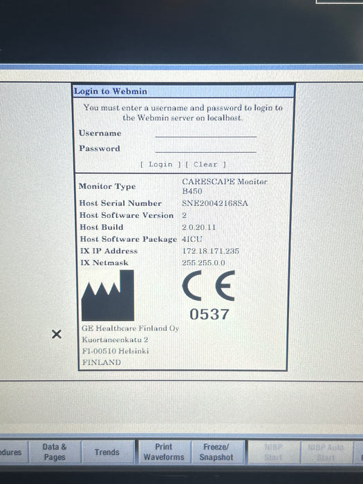 GE Healthcare Carescape B650 Critical Care Patient Monitor