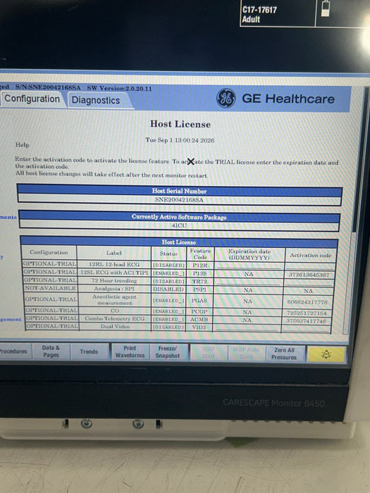 GE Healthcare Carescape B650 Critical Care Patient Monitor