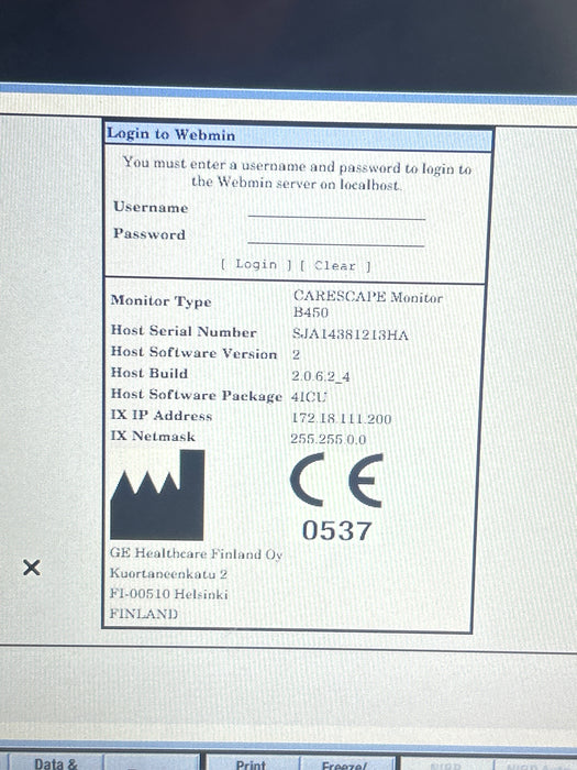 GE Healthcare Carescape B450 Critical Care Patient Monitor