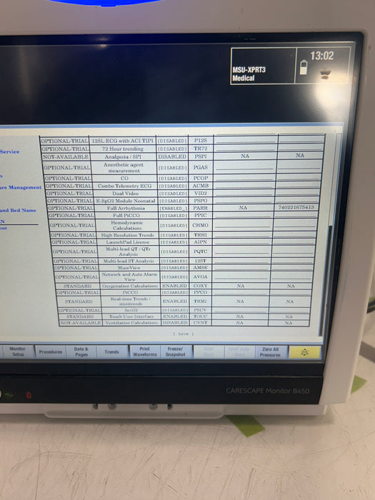 GE Healthcare Carescape B450 Critical Care Patient Monitor
