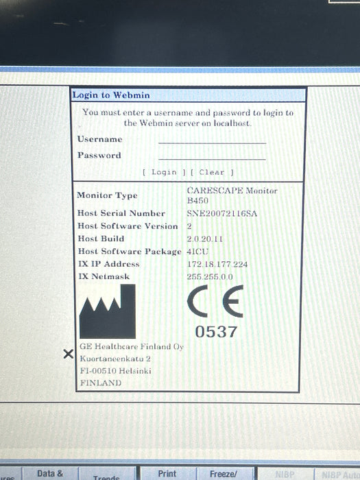 GE Healthcare Carescape B450 Critical Care Patient Monitor