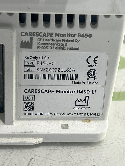 GE Healthcare Carescape B450 Critical Care Patient Monitor