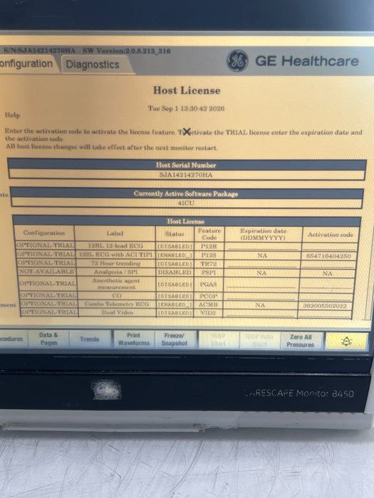 GE Healthcare Carescape B450 Critical Care Patient Monitor