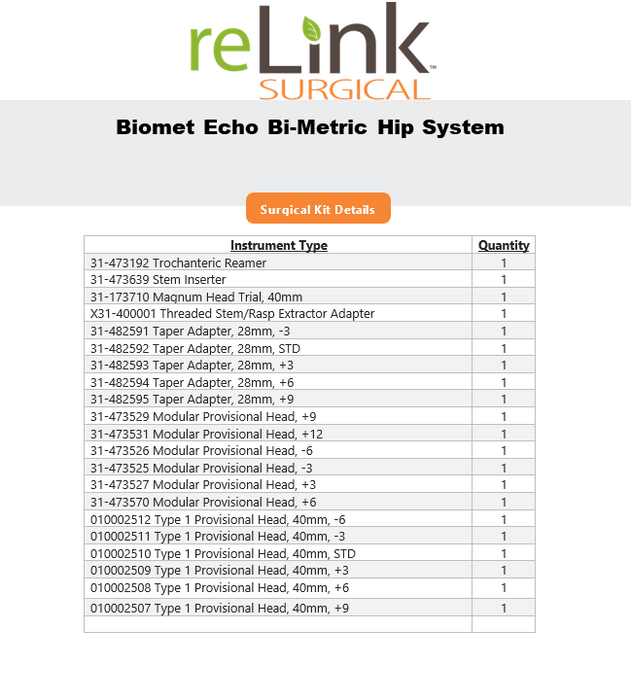 Biomet, Inc. Echo Bi-Metric Hip System
