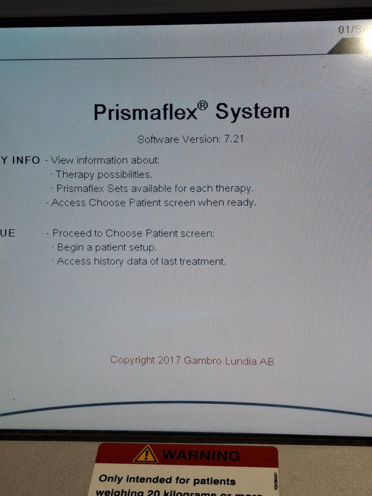 Gambro Prismaflex Dialysis Machine