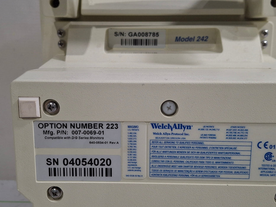 Welch Allyn Propaq CS 242 Vital Signs Monitor
