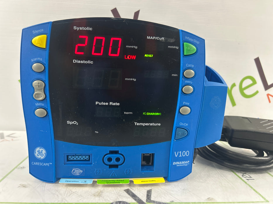 GE Healthcare Dinamap V100 - NIBP, SpO2, Temp Vital Signs Monitor