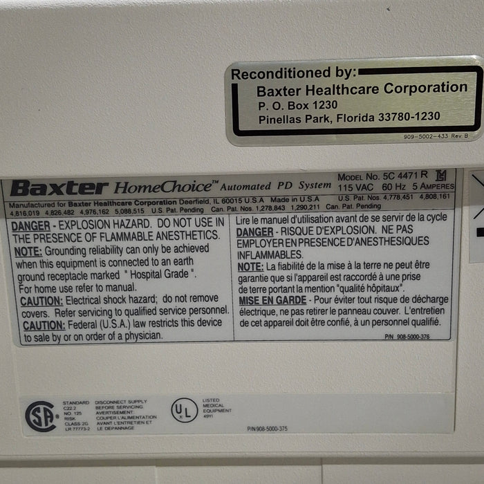 Baxter HomeChoice APD Automated PD Dialysis System