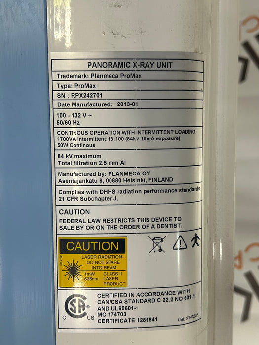 Planmeca Planmeca Promax Panoramic Dental X-Ray Dental reLink Online