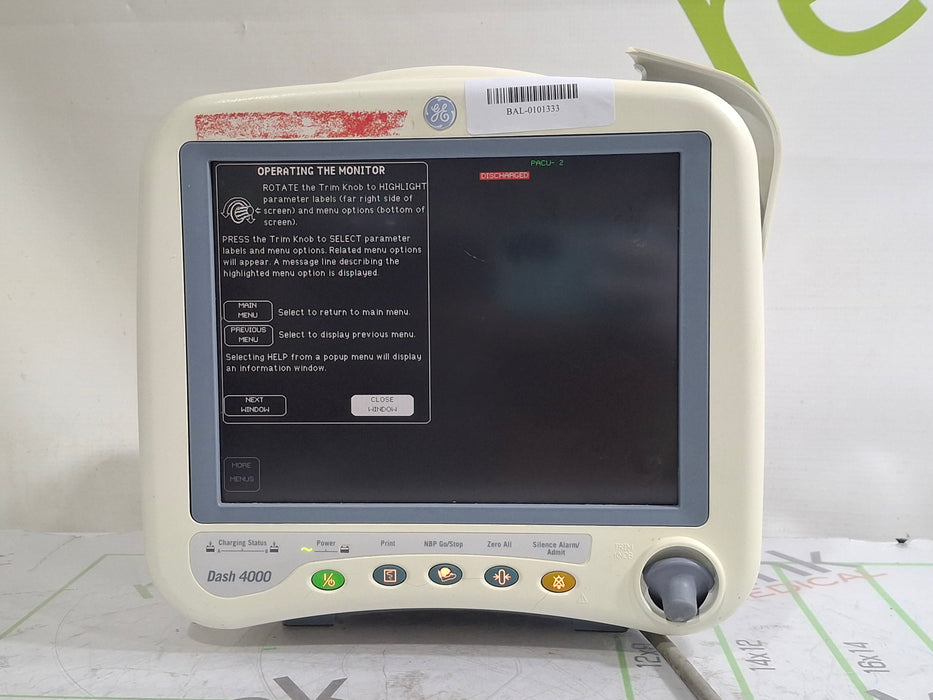 GE Healthcare Dash 4000 - Masimo SpO2 Patient Monitor