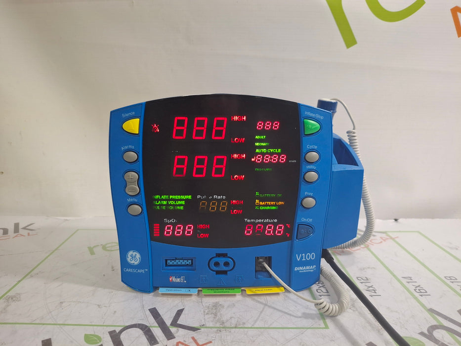 GE Healthcare Dinamap V100 - NIBP, SpO2, Temp Vital Signs Monitor