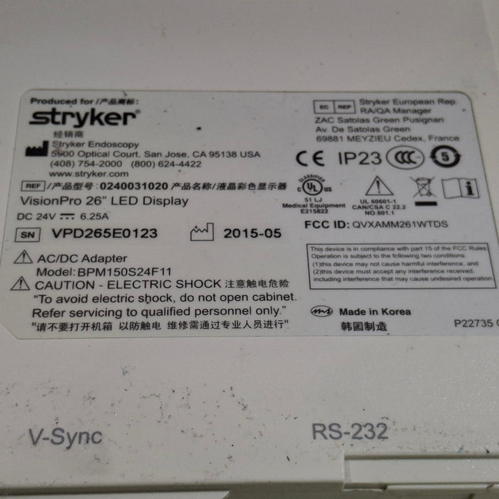 Stryker VisionPro 26" LED Display Monitor