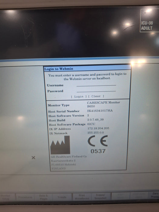GE Healthcare Carescape B650 Critical Care Patient Monitor