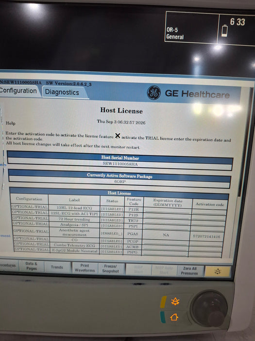 GE Healthcare Carescape B650 Anesthesia Care Patient Monitor