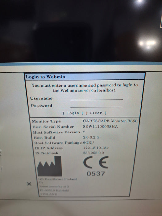 GE Healthcare Carescape B650 Anesthesia Care Patient Monitor