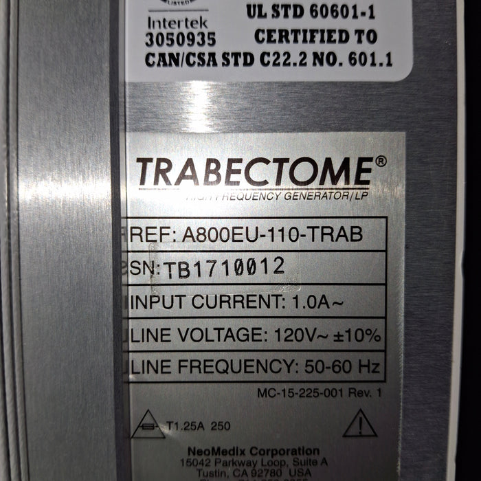 NEOMEDIX Trabectome High Frequency Generator & I/A Console