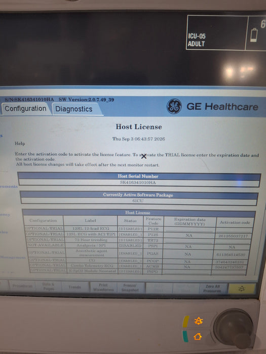 GE Healthcare Carescape B650 Critical Care Patient Monitor