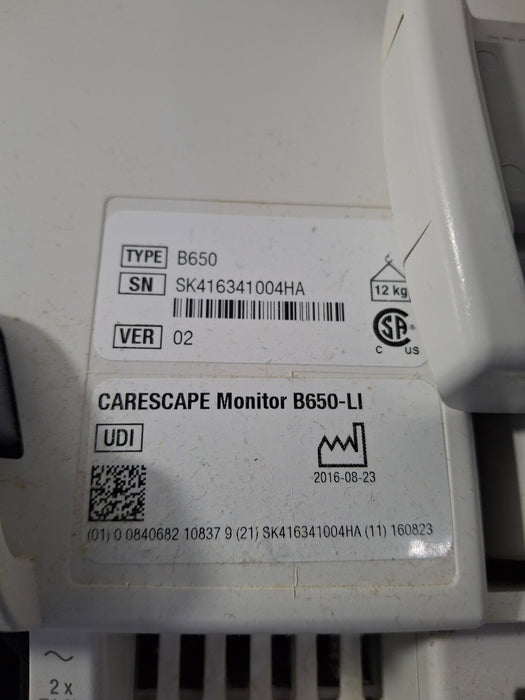GE Healthcare Carescape B650 Critical Care Patient Monitor