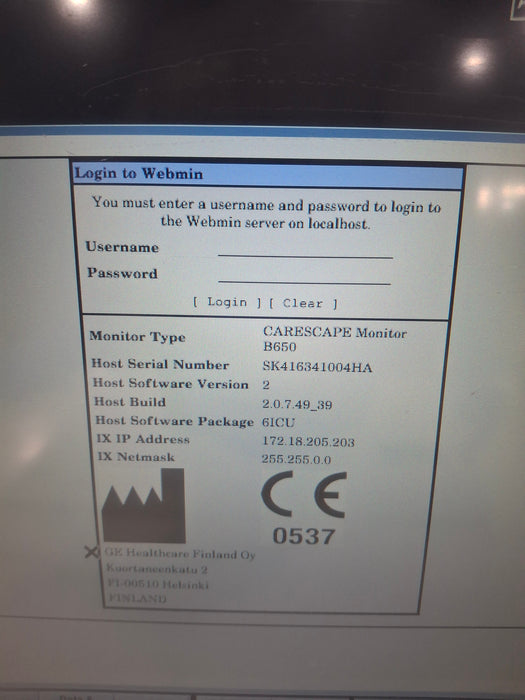GE Healthcare Carescape B650 Critical Care Patient Monitor
