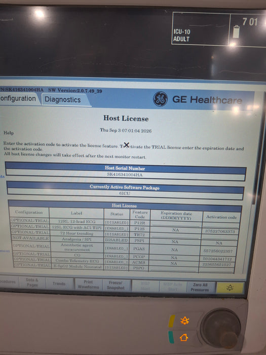 GE Healthcare Carescape B650 Critical Care Patient Monitor