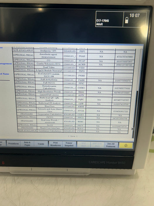 GE Healthcare Carescape B450 Critical Care Patient Monitor