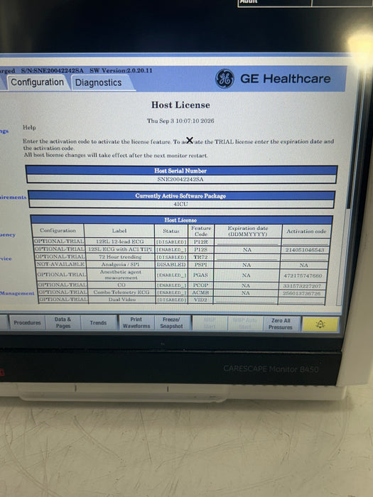 GE Healthcare Carescape B450 Critical Care Patient Monitor