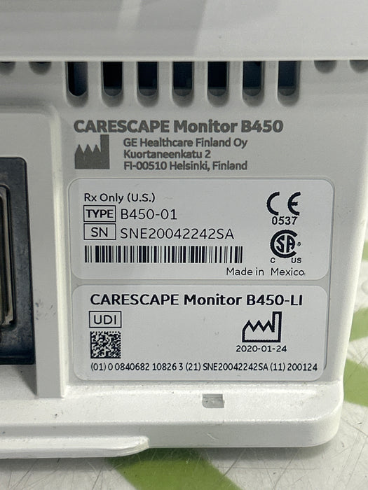 GE Healthcare Carescape B450 Critical Care Patient Monitor