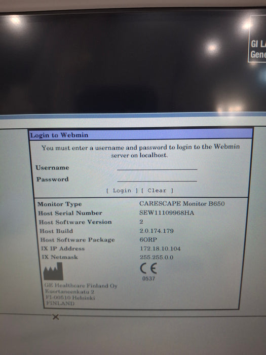 GE Healthcare Carescape B650 Anesthesia Care Patient Monitor