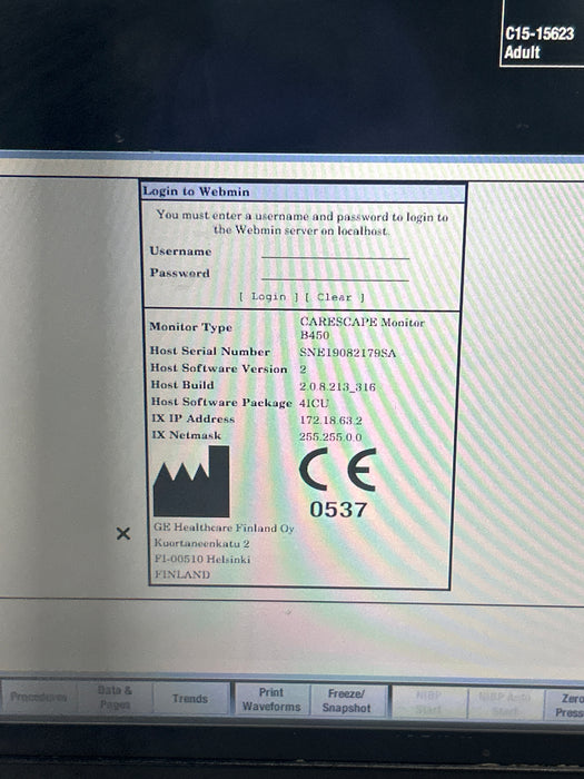 GE Healthcare Carescape B450 Critical Care Patient Monitor
