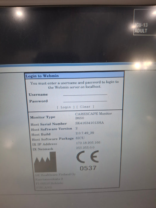 GE Healthcare Carescape B650 Critical Care Patient Monitor