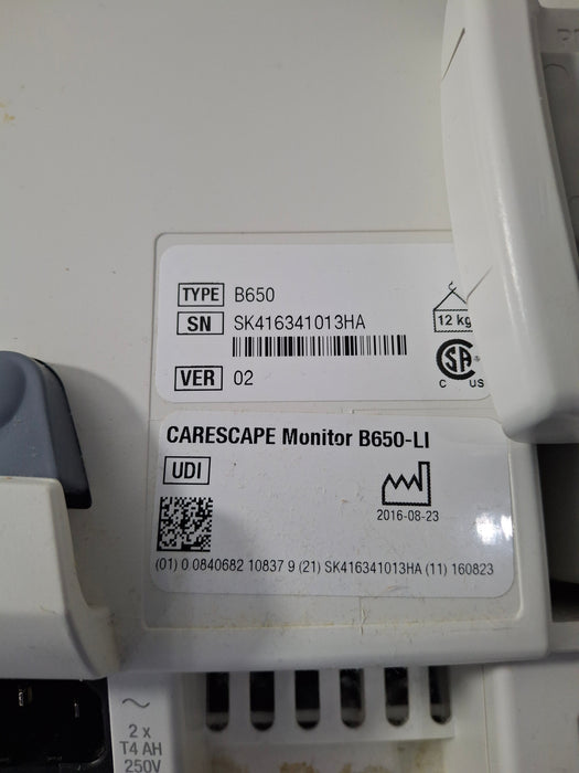 GE Healthcare Carescape B650 Critical Care Patient Monitor