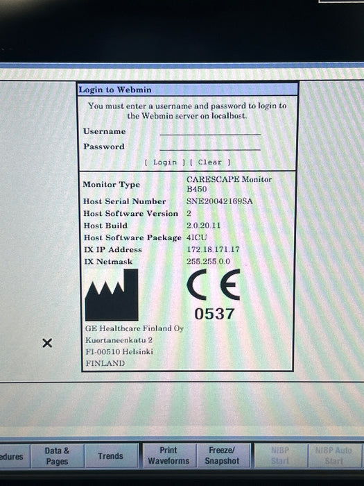GE Healthcare Carescape B450 Critical Care Patient Monitor
