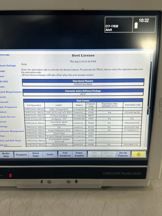 GE Healthcare Carescape B450 Critical Care Patient Monitor