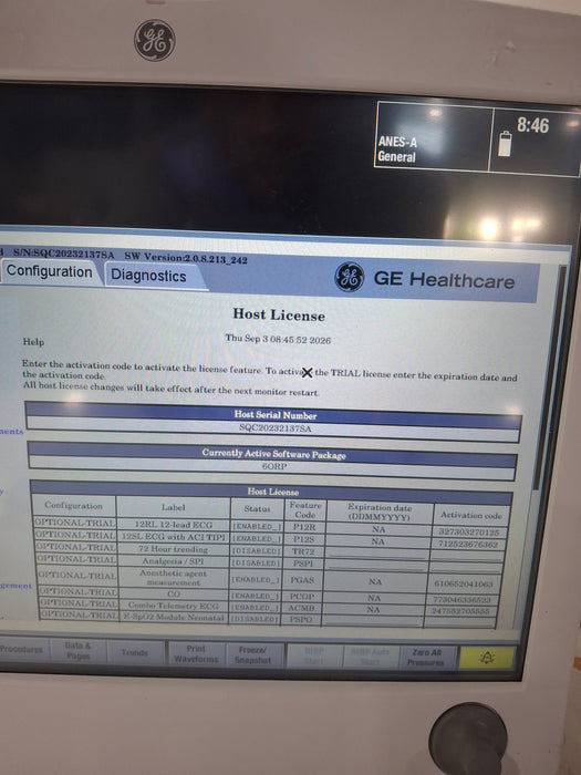 GE Healthcare Carescape B650 Anesthesia Care Patient Monitor