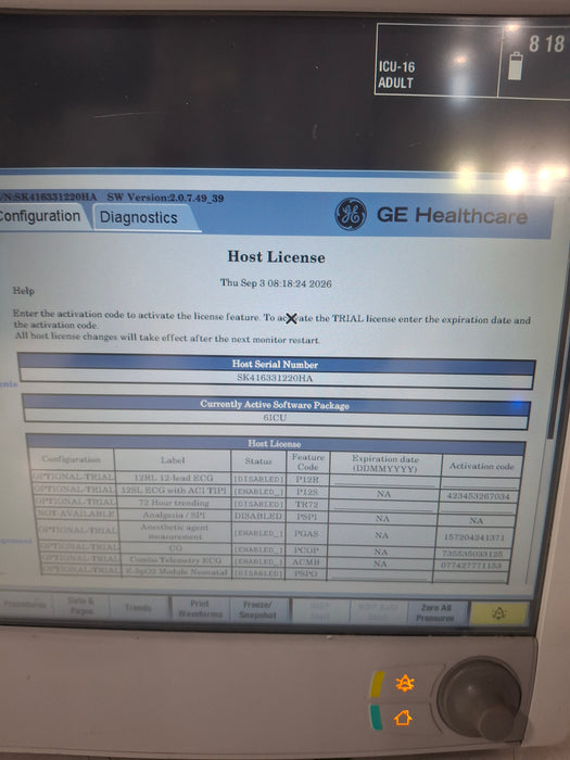 GE Healthcare Carescape B650 Critical Care Patient Monitor