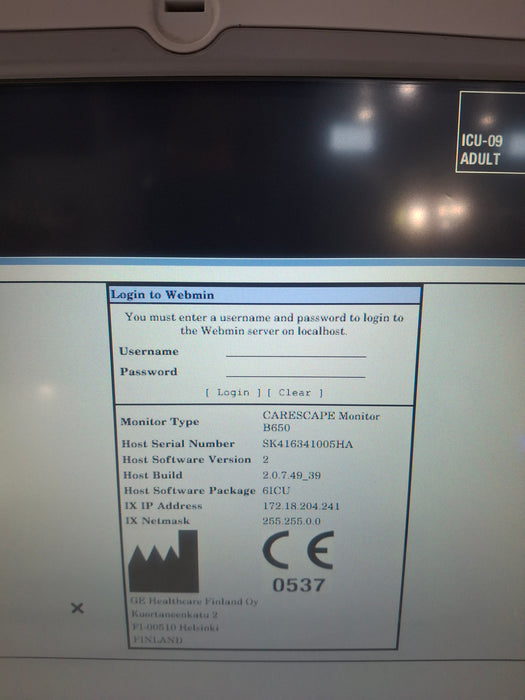 GE Healthcare Carescape B650 Critical Care Patient Monitor