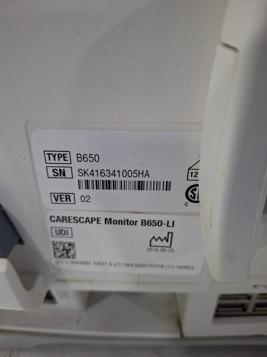 GE Healthcare Carescape B650 Critical Care Patient Monitor