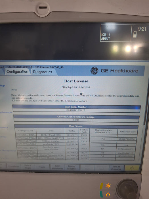 GE Healthcare Carescape B650 Critical Care Patient Monitor