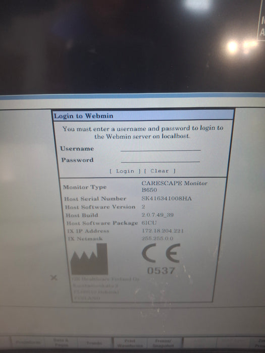 GE Healthcare Carescape B650 Critical Care Patient Monitor