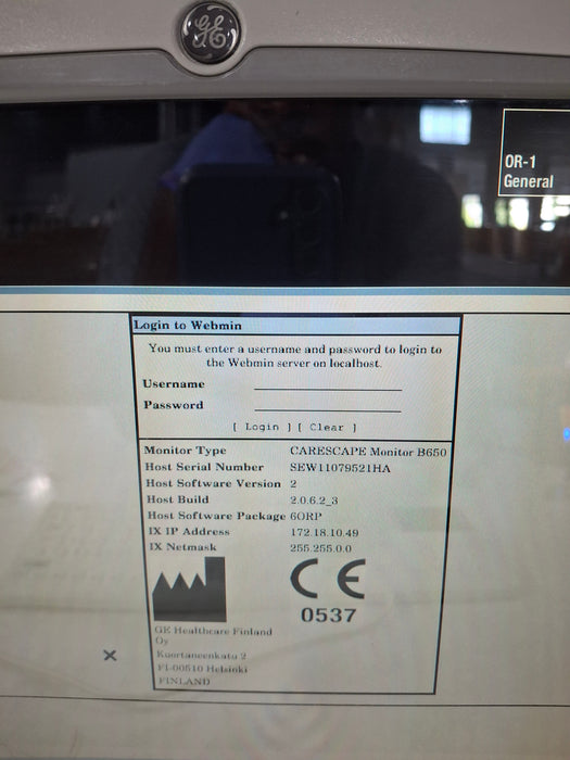GE Healthcare Carescape B650 Anesthesia Care Patient Monitor