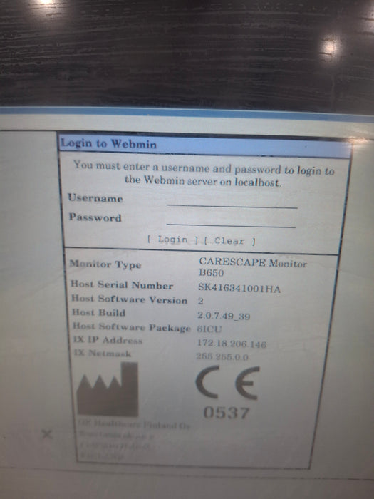 GE Healthcare Carescape B650 Critical Care Patient Monitor