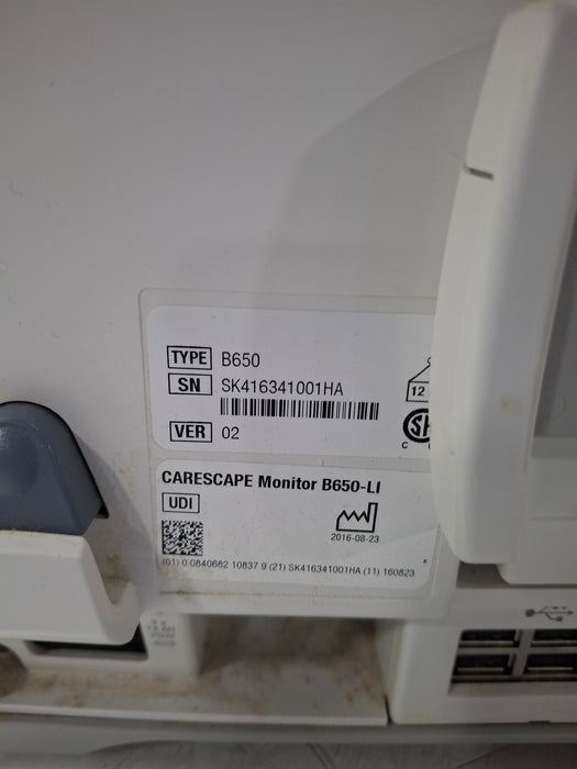 GE Healthcare Carescape B650 Critical Care Patient Monitor