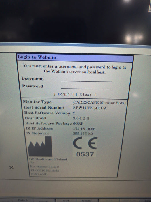GE Healthcare Carescape B650 Anesthesia Care Patient Monitor