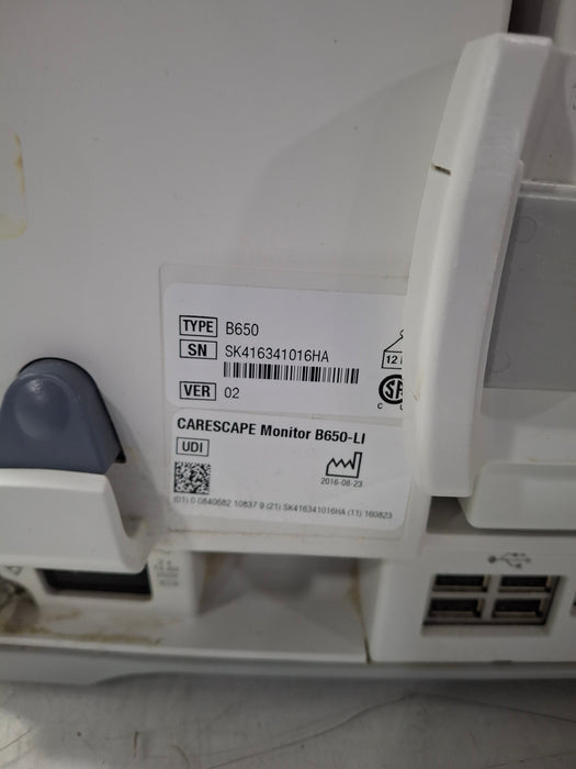GE Healthcare Carescape B650 Critical Care Patient Monitor