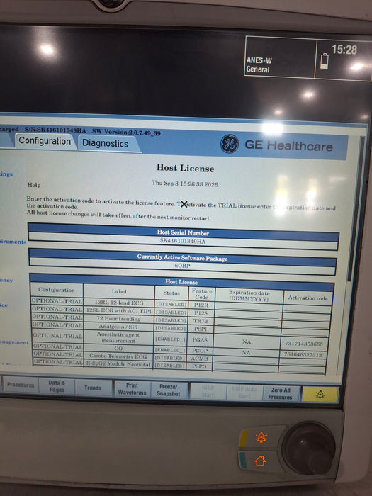 GE Healthcare Carescape B650 Anesthesia Care Patient Monitor