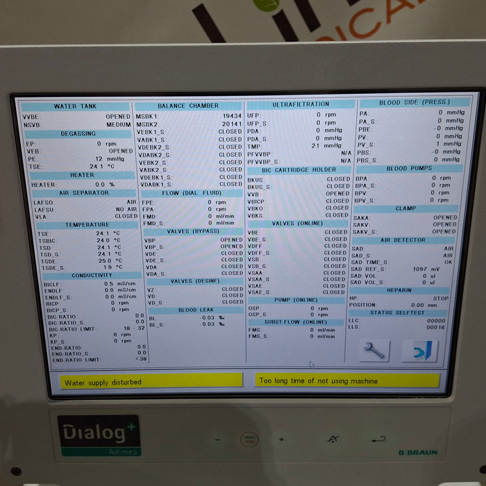 B. Braun Dialog Plus Hemodialysis Machine