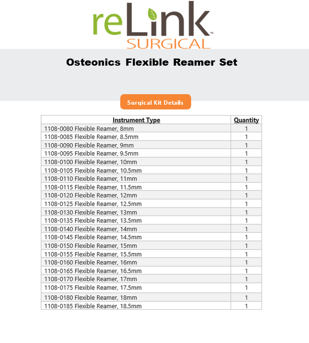 Howmedica Osteonics Corp. Intramedullary Flexible Reamers Set