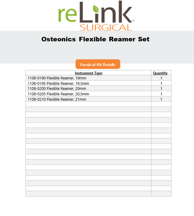 Howmedica Osteonics Corp. Intramedullary Flexible Reamers Set